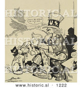 Historical Illustration of Uncle Sam: the New Pup Don - Administration Tariff Reform Law by Al