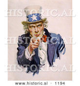 Historical Illustration of Uncle Sam Wearing a Starred Hat While Pointing His Finger Towards You by Al