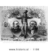 Historical Illustration of Uncle Sam with Grover Cleveland and A.G. Thurman - Black and White Version by Al