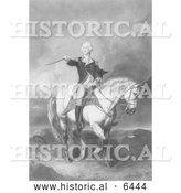 Historical Illustration of Washington Receiving a Salute on the Field of Trenton - Black and White by Al