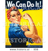 Historical Illustration of We Can Do It! Rosie the Riveter Flexing by Al