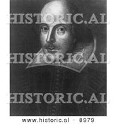 Historical Illustration of William Shakespeare Posing - Black and White Version by Al