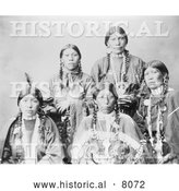 Historical Image of 5 Female Native American Ute Indians 1899 - Black and White by Al