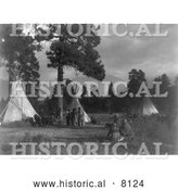 Historical Image of a Flathead Native American Indian Camp, Jocko River 1910 - Black and White by Al