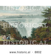 Historical Image of a Man and Three Ladies Picnicking at Goat Island by the American Falls, Niagara Falls by Al