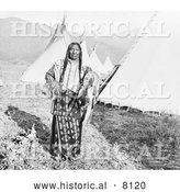 Historical Image of a Native American Indian Chief Charlot 1908 - Black and White by Al