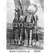 September 22nd, 2013: Historical Image of a Native American Indian Chief Ignacio with Horse 1904 - Black and White by Al