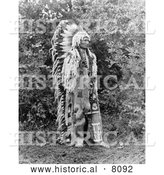 Historical Image of a Native American Indian Chief Umapine 1913 - Black and White by Al