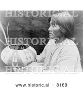 Historical Image of a Native American Indian Lake Mono Basket Maker 1924 - Black and White by Al
