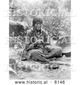 Historical Image of a Native American Indian Paiute Basket Maker 1902 - Black and White by Al