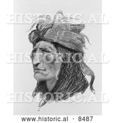 Historical Image of Creek Native American - Black and White Version by Al