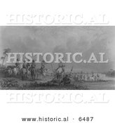 Historical Image of De Soto. Tampa Bay, Florida 1539 - Black and White Version by Al