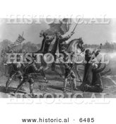 Historical Image of Discovery of the Mississippi 1541 - Ferdinand De Soto - Black and White Version by Al