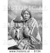 Historical Image of Eggelston Native American Indian Mother Sitting with Her Child 1902 - Black and White by Al