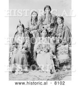Historical Image of Five Ute Native American Indian Women 1899 - Black and White by Al