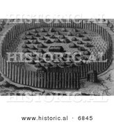 Historical Image of Fortified Village of Houses of Florida Indians - Black and White Version by Al