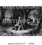 Historical Image of George Washington: the Prayer at Valley Forge - Black and White Version by Al