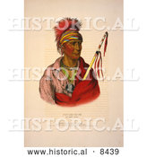 Historical Image of Ioway Native American Man Named Not-Chi-Mi-Ne by Al