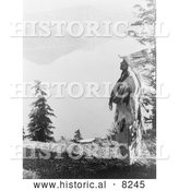 Historical Image of Klamath Indian Chief at Crater Lake 1914 - Black and White Version by Al