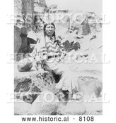 Historical Image of Klickitat Native American Indian Woman Seated near Baskets 1900 - Black and White by Al