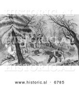 Historical Image of Landing of the Pilgrims at Plymouth - Black and White Version by Al