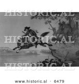Historical Image of Major Samuel McColloch Riding a Horse - American Revolutionary War - Black and White Version by Al