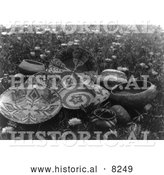 Historical Image of Mission Indian Baskets 1924 - Black and White Version by Al