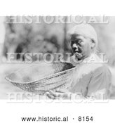 September 20th, 2013: Historical Image of Miwok Native American Indian Woman Holding Sifting Basket 1924 - Black and White by Al