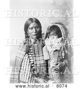 Historical Image of Native American Indian Pee-a-rat Holding Baby 1899 - Black and White by Al
