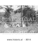 Historical Image of Native American Indian Tipis 1910 - Black and White by Al