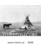 September 23rd, 2013: Historical Image of Native American Indian Ute Tepee 1915 - Black and White by Al