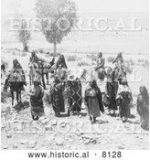 Historical Image of Native American Ute Braves and Women 1893 - Black and White by Al