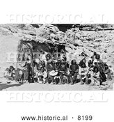 Historical Image of Paiute Indian Group - Black and White by Al