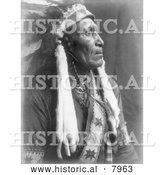 Historical Image of Raven Blanket, a Native American Indian 1910 - Black and White by Al