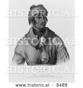 Historical Image of Se-loc-ta, a Creek Indian Chief - Black and White Version by Al