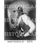 Historical Image of Sioux Indian Smoking Cigarette 1908 - Black and White Version by Al