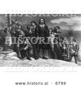 Historical Image of the Landing of the Pilgrims at Plymouth, Mass by Al