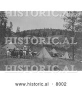 Historical Image of Tipis and People on Horses 1910 - Black and White by Al
