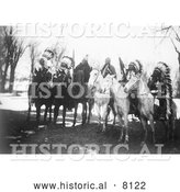 Historical Image of Tribal Native American Leaders on Horses - Black and White by Al