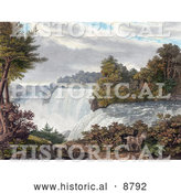 Historical Image of Two Goats near American Falls, Niagara Falls, from Goat Island by Al