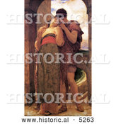Historical Painting of a Couple Embracing, Wedded by Frederic Lord Leighton by Al