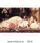 Historical Painting of a Daughter Feeding Her Mother Fruit, Mother and Child by Frederic Lord Leighton by Al