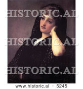 Historical Painting of a Woman in Black Reminiscing, Memories by Frederic Lord Leighton by Al