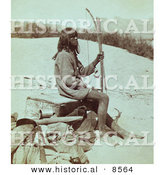 Historical Photo of a Maiman, Mohave Indian Sitting with a Bow and Arrow by Al