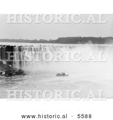 Historical Photo of a Steamboat near the Mist at the Bottom of Horseshoe Falls, Niagara Falls - Black and White Version by Al