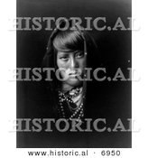 Historical Photo of Acoma Indian Woman - Black and White Version by Al