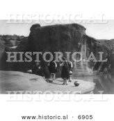 Historical Photo of Acoma Indians at a Watering Hole - Black and White Version by Al