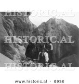 Historical Photo of Acoma Indians with Pottery - Black and White Version by Al