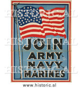 January 1st, 2014: Historical Photo of American Flag for Military Recruiting - Vintage Military War Poster 1917 by Al