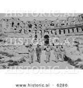 Historical Photo of American Military Officers at the Roman Coliseum - Black and White Version by Al
